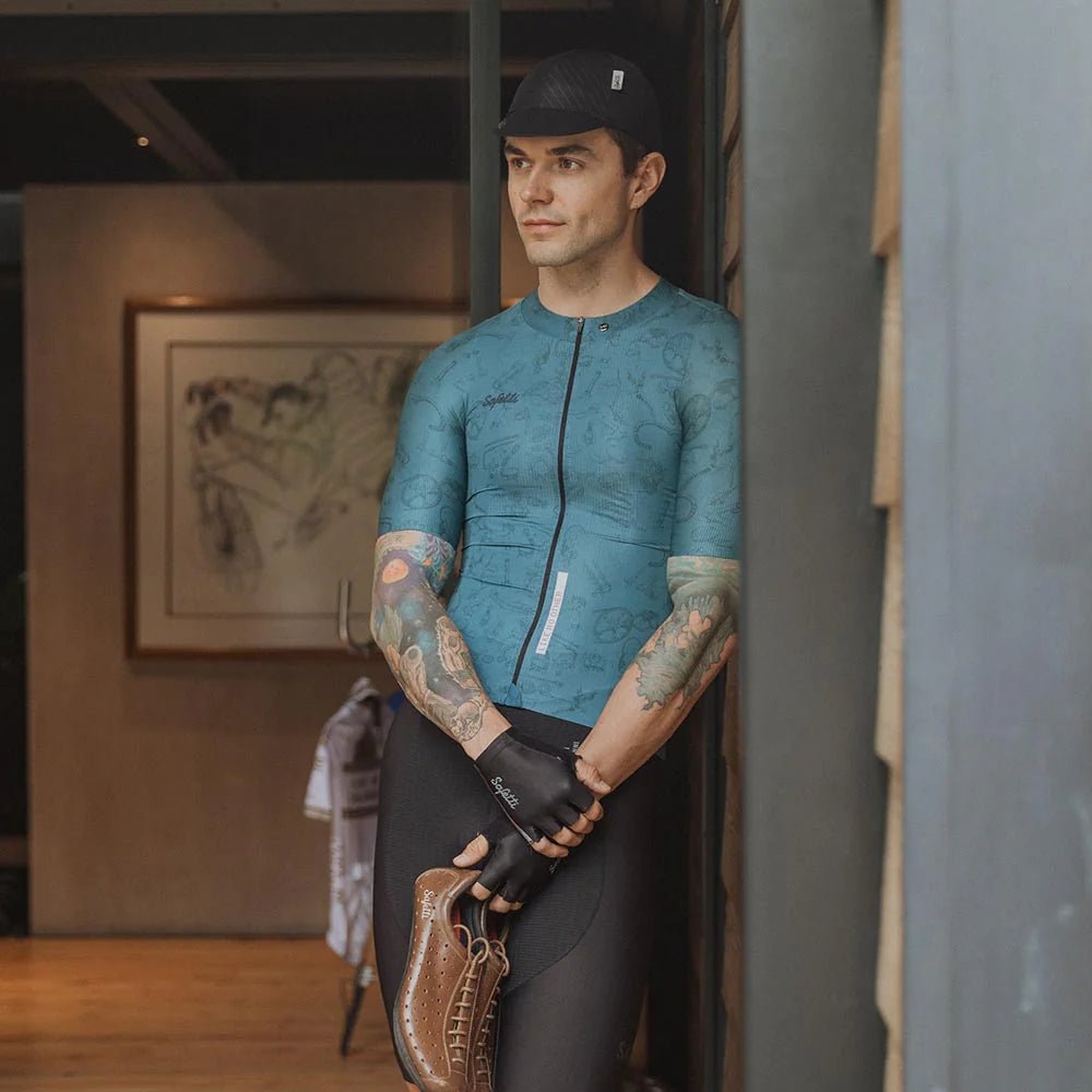 Camisa de ciclismo masc Safetti Classic Parts Esmeralda