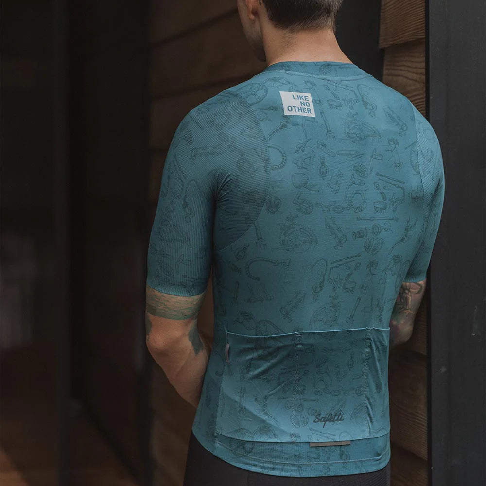 Camisa de ciclismo masc Safetti Classic Parts Esmeralda