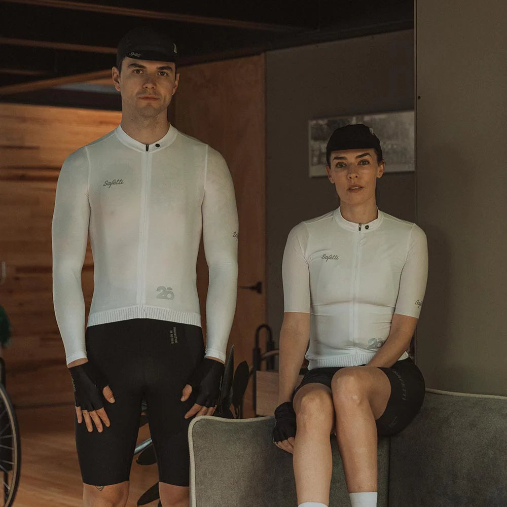 Camisa de ciclismo ML masc Safetti Essential White