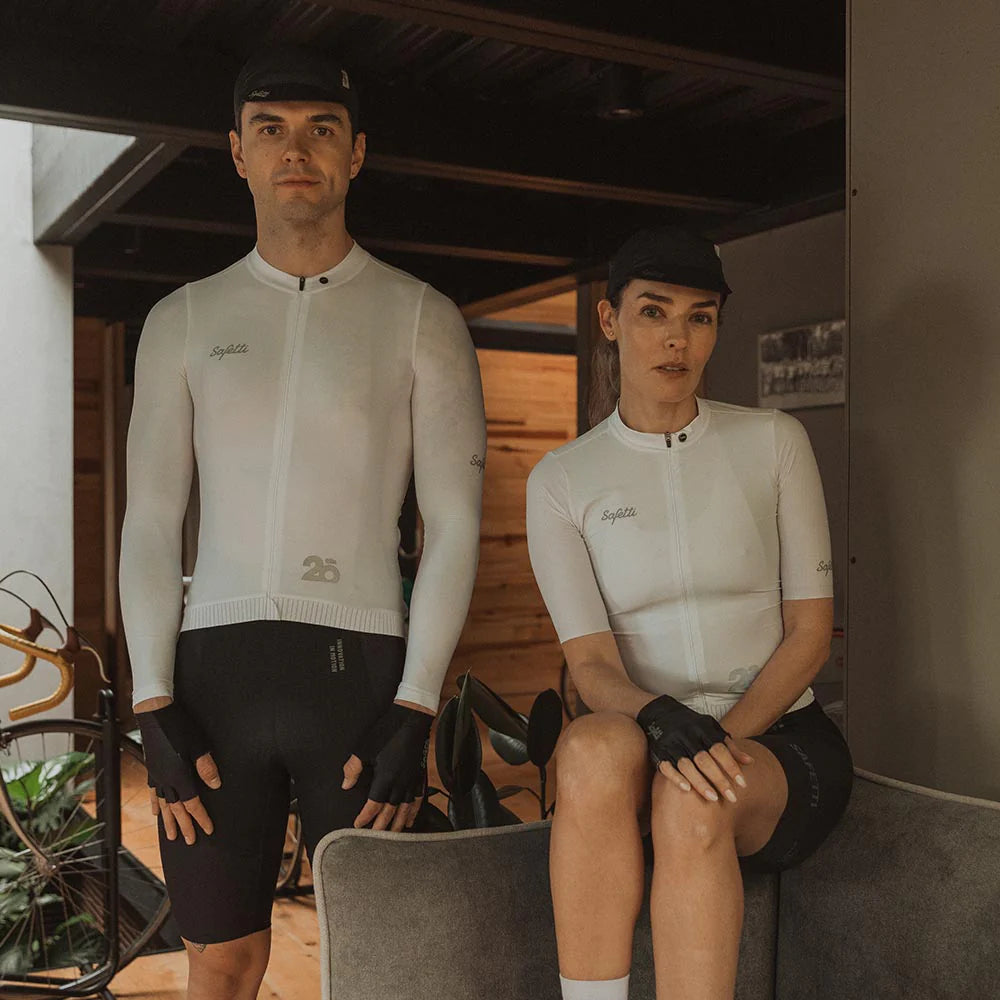 Camisa de ciclismo ML masc Safetti Essential White