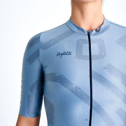 Camisa de ciclismo fem Safetti Engraved Blue