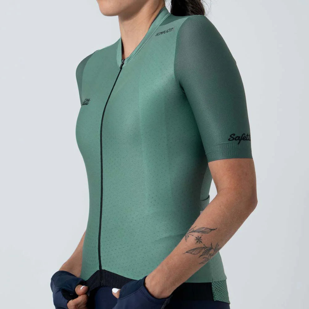 Camisa de ciclismo fem Safetti Semplicitá Cadet Blue