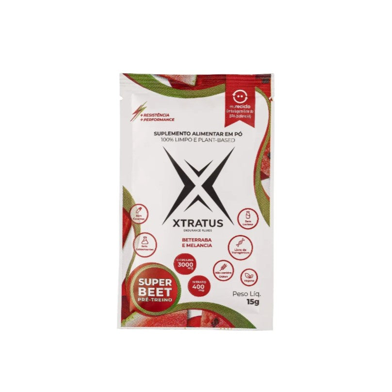 Xtratus Super Beet - Pré-treino em Pó com Nitrato e Citrulina Low Carb - 15g