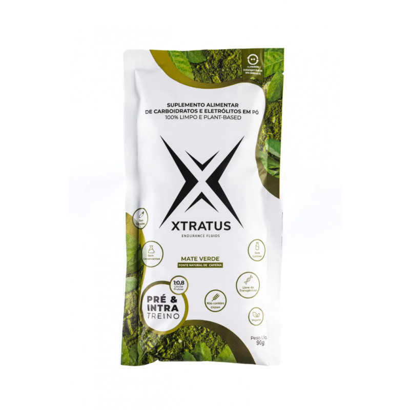 Xtratus Pré e Intratreino em Pó com Carboidratos e Eletrólitos Mate Verde com Cafeína - 90g